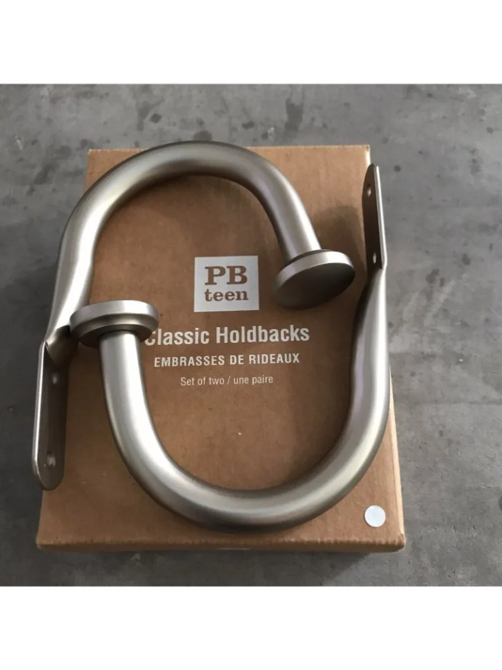 Pottery Barn Teen Classic Holdbacks Nickel Window Decor Metal PB Curtain Hooks